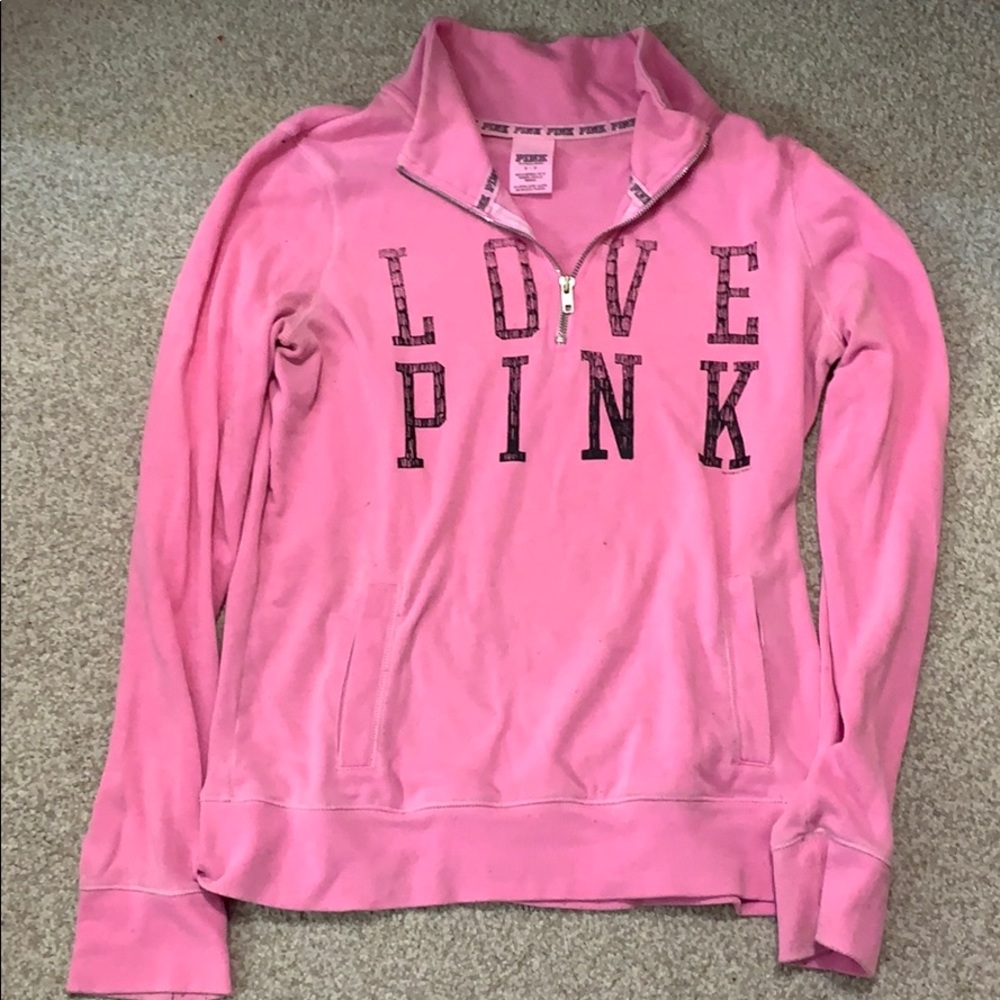 VS PINK Love Pink Quarter Zip Jacket